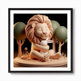 Lion And Rabbit Art Print