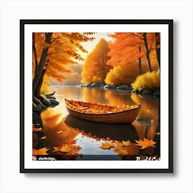 Boat On A River Art Print
