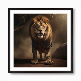 A Terrified Lion Watches The Enemy Art Print