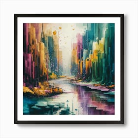 A stunning oil painting of a vibrant and abstract watercolor Art Print