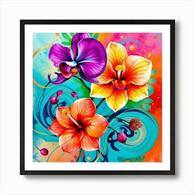 Colorful Orchids Affiche