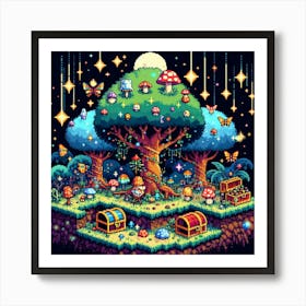 8-bit enchanted forest 3 Art Print