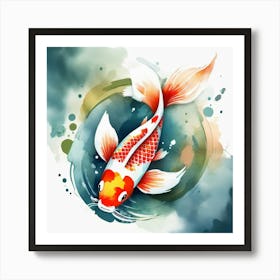 Koi Fish watercolour Art Print