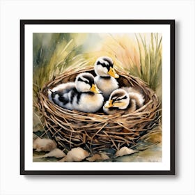 Ducklings In Nest 1 Art Print