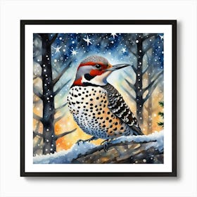 Owl In The Snow Art Print