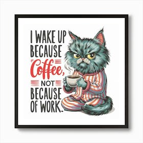 Waking Up Because Coffee Not Because Of Work Art Print