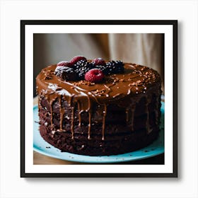 Chocolate Cake With Berries Art Print