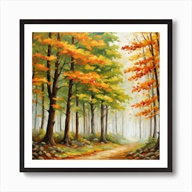 Forest In Autumn In Minimalist Style Square Composition 57 Art Print