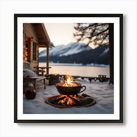 Fire Pit In The Snow Art Print