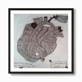 Holding Hands Heart Drawing Art Print