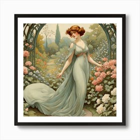 Lady In A Garden 3 Art Print