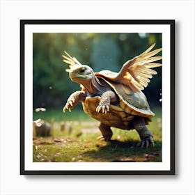 Tortoise Flapping His New Wings And Lifting Off The Ground (3) Art Print