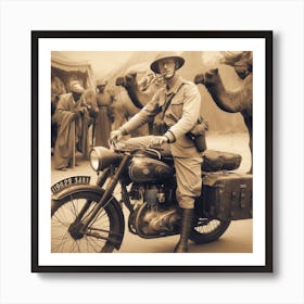 Soldier On A Motorcycle 2 Art Print