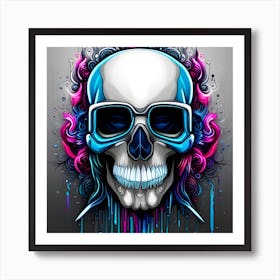 Skull With Sunglasses Art Print