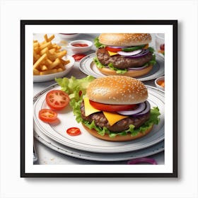 Hamburgers And Fries 6 Art Print