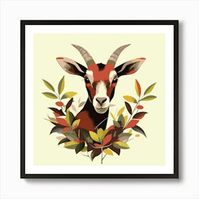 Goat Hiding In The Bushes Art Print