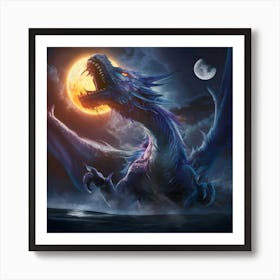 Dragon In The Moonlight Art Print