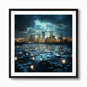 Dark City At Night Art Print