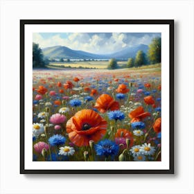 Poppies In The Meadow 3 Art Print