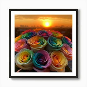 Rainbow Roses Art Print