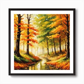 Forest In Autumn In Minimalist Style Square Composition 224 Art Print