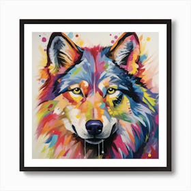 Wolf rainbow Art Print