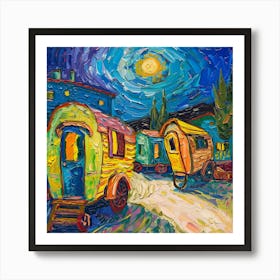 Van Gogh Style. Gypsy Caravans at Arles Series 3 Art Print