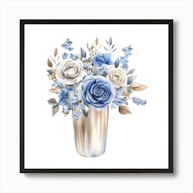 Watercolor Blue Floral 36 Art Print