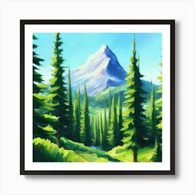 Path To The Mountains trees pines forest 12 Art Print