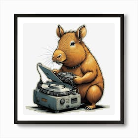 Capibara Dj, Grafity Style Generated By Ai Art Print