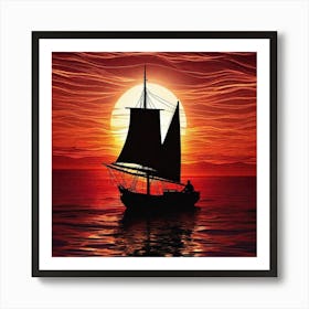 Sailboat At Sunset 24 Art Print