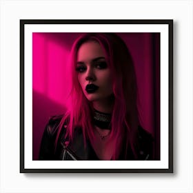 Gothic Girl With Pink Hair 3 Art Print