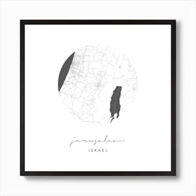 Jerusalem Israel Circle Map Art Print