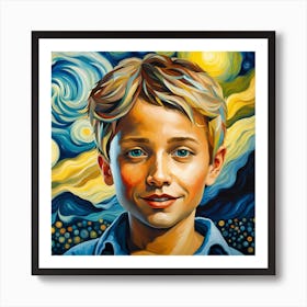 Boy of the Starry Night Art Print