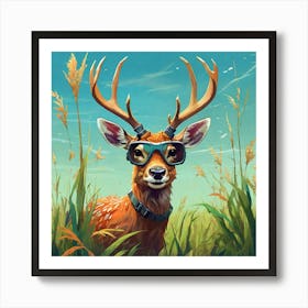 Deer In The Grass 6 Art Print