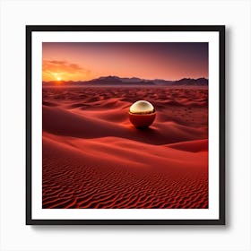 Golden Ball In The Desert Art Print