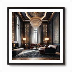 Black And Gold Living Room 10 Art Print