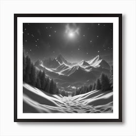 Black And White Winter Landscape Art Print