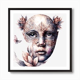 Mask Of A Woman Art Print