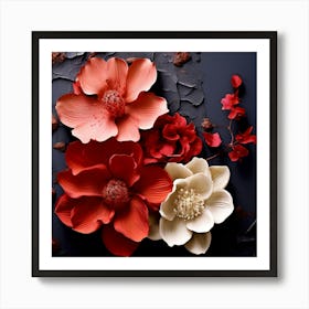 Flowers On A Dark Surface Art Print