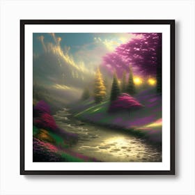 Stream In The Forest Art Print