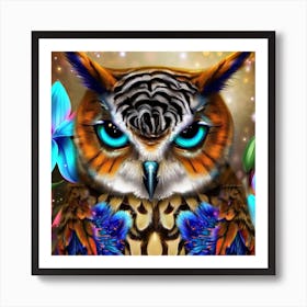 Owl With Blue Eyes 10 Art Print