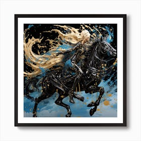 Black Knight On Horseback Art Print