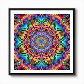 Psychedelic Bliss: A Colorful and Hypnotic Mandala Art Art Print