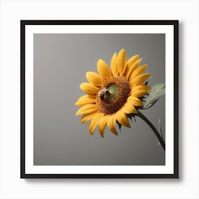 Bee On Sunflower Art Print