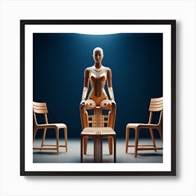 Mannequin Sitting On Chairs Art Print