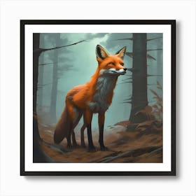 Fox In The Woods 29 Art Print