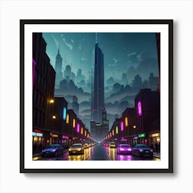 Luminous Pathways A Journey Through Urban Lights Art Print