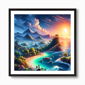 Sunset On The Beach Art Print