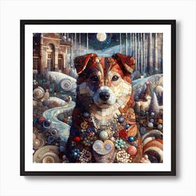 Dog In The Snow Art Print